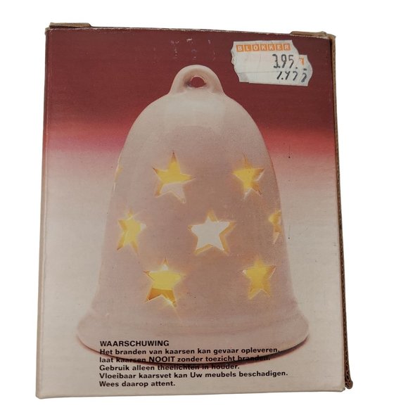 White Porcelain Bell Shaped Star Tea Light Candle Votive Holder Home Decoration - Picture 3 of 5